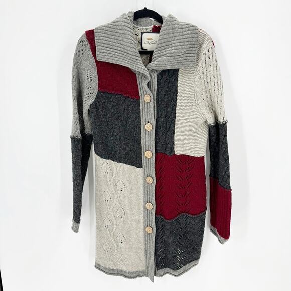 Bob Limley AKA wool longline knit cardigan lagenlook quirky artsy size M - Picture 1 of 8